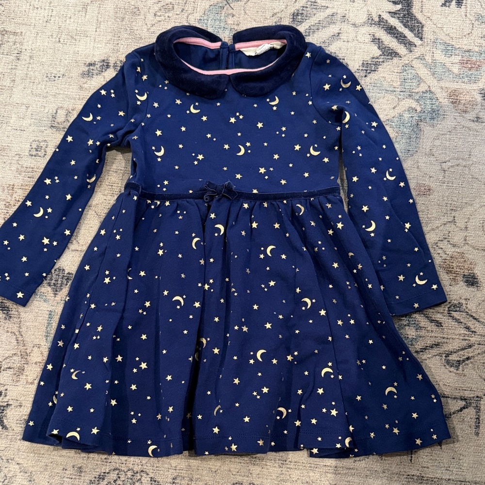 Mini Boden Dark Blue Dress with Gold Stars